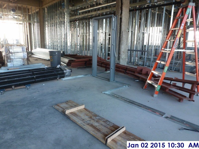 Interior metal framing at the 3rd floor Facing South-West